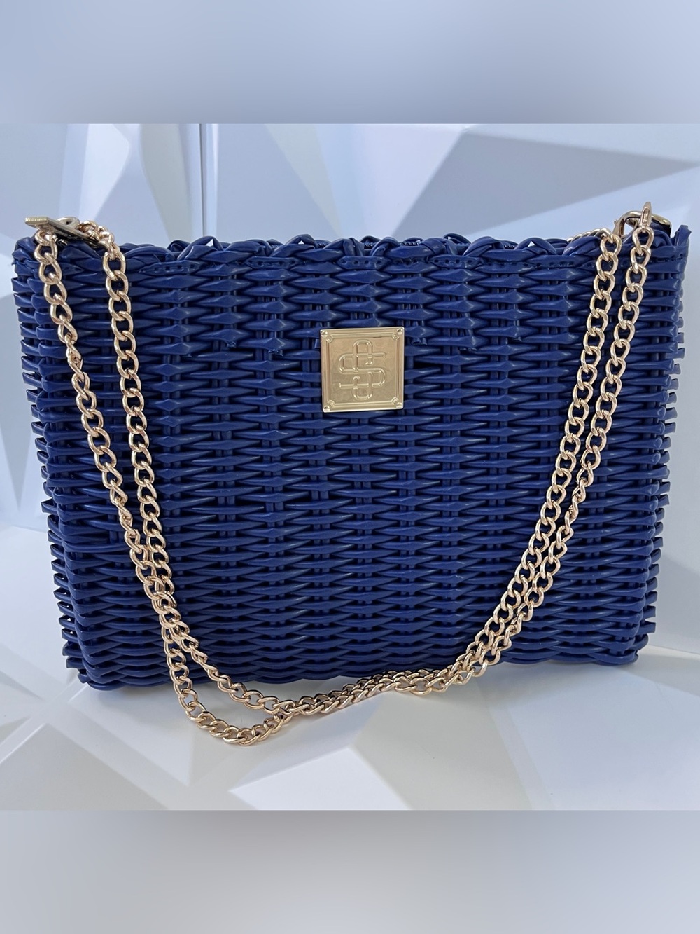 Simply Southern Key Largo Royal Blue Rattan Sty. Woven PP Crossbody Bag